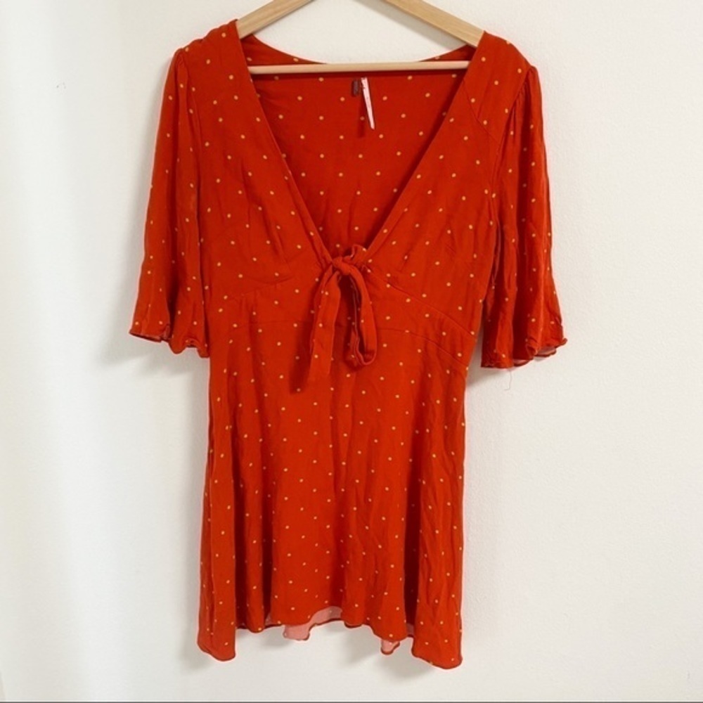 Free people all yours polka dot front tie mini dress - Picture 13 of 13